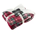 Produktbild: Euromat Sherpa Mikrofaserdecke, Flanell Kuscheldecke, Wohndecke, Bettüberwurf 150x200 cm (Rot Kariert)