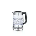 Produktbild: Severin WK 3480 Glas Tee- und Wasserkocher Deluxe 3000W 1,7l transparent/schwarz/silber WK 3459