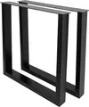 Produktbild: MetaloPro Tischbeine Eta Lite – 2x Schwarze Metallbeine in Rechteckiger Form für Moderne, Minimalistische Tische für Zuhause und Büro - 72x10x72cm