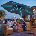 Produktbild: Luxus LED Sonnenschirm mit RGB Beleuchtung inkl. Fernbedienung, APP Steuerung, Ampelschirm, Garten Schirm 300 cm - anthrazit
