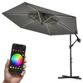 Produktbild: Swing & Harmonie Luxus LED Sonnenschirm mit RGB Beleuchtung inkl. Fernbedienung, APP Steuerung, Ampelschirm, Garten Schirm (Anthrazit, 300cm)