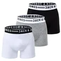 Produktbild: JACK&JONES Herren Boxer Shorts, 3er Pack - SENSE TRUNKS, Baumwoll-Stretch Schwarz/Grau/Weiß XL