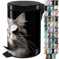 Produktbild: Sanilo Kosmetikeimer 3L mit Absenkautomatik, viele neue Bad Mülleimer zur Auswahl, Abfalleimer mit Innenbehälter für jedes Badezimmer (Cool Cat)