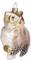 Produktbild: BRUBAKER Christbaumschmuck Eule mit Federn Gold - Handbemalte Weihnachtskugel (1-tlg), Dekoration aus Glas mit Federn - Anhänger Lustige Baumkugel - 10,8 cm
