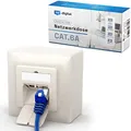 Produktbild: HB-DIGITAL 1x CAT 6a Netzwerkdose LAN Dose Universal Anschlussdose - 2x RJ45 Port - Aufputz/Unterputz Geschirmt EIA/TIA 568A&B 8P8C 10 Gigabit Ethernet Netzwerk – Reinweiß