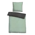 Produktbild: biberna 0840500 Wende-Bettwäsche Garnitur mit Kopfkissenbezug Melange-Flanell 1x 135x200 cm + 1x 80x80 cm, mint