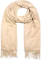 Produktbild: styleBREAKER Unisex Schal mit Fransen | weiches Viskose Tuch in Uni Farbe | langer Winterschal für Damen und Herren | Große Farbvielfalt, Farbe:Beige
