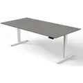 Produktbild: Kerkmann Move 3 elektrisch höhenverstellbarer Schreibtisch grafit rechteckig, T-Fuß-Gestell weiß 200,0 x 100,0 cm