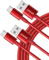 Produktbild: Anker USB Typ C Kabel Nylon Ladekabel Samsung Huawei LG Rot 1,8 m 2er Pack
