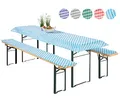 Produktbild: heimtexland ® Auflagen Set Bierzeltgarnitur 3-teilig Biertisch Tischdecke Bierbank Polster Bierbankauflage Oktoberfest Deko Typ331 Bayrische Raute für Tischmaß 70 x 220 cm