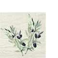 Produktbild: 20 kleine Cocktailservietten Olio di Olivia linen Olivenzweige Mediterran 33x33c