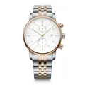 Produktbild: WENGER Herren Armbanduhr Urban Classic Chronograph Ø 42 mm, Swiss Made, Analog Quarz, Wasserdicht bis 100 m, Edelstahl-Armband, Weiß/Roségold/Silber, 01.1743.127