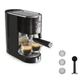 Produktbild: Krups Virtuoso+ Espresso-Siebträgermaschine, 15 bar Pumpendruck, 3 Crema-Filter, Edelstahl-Dampfdüse, intuitives Bedienfeld, Drehregler, inkl. Dosierlöffel und Tamper, Schwarz/Edelstahl, XP444G