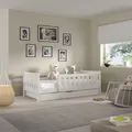 Produktbild: Masseno Kinderbett ELSA 80x160 cm mit Schublade, Rausfallschutz, Einzelbett für Mädchen und Jungs, Holz, Weiß