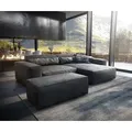 Produktbild: DELIFE Ecksofa Sirpio XL 270x170 cm Mikrofaser Vintage Anthrazit Recamiere variabel mit Hocker - Grau
