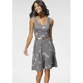 Produktbild: Sommerkleid LAURA SCOTT, Damen, Gr. 44, N-Gr, grau (grau, rosa (jerseykleid aus nachhaltigem material)), Jersey, Obermaterial: 95% Viskose, 5% Elasthan, bedruckt, gemustert, figurumspielend kniefrei, tiefer Rundhals, Kleider Sommerkleid, figurbetonte Passform, femininer Stil, aus Viskosemischung