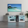 Produktbild: Tv Schrank Mit Led-beleuchtung & 5 Fchern, Lowboard Moderner Fernsehtisch F ̈1r 22-60 Zoll Tvs, B140xh45xt37,5cm, Wei-grau, Mondeer