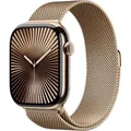 Produktbild: Watch Series 10 GPS + Cellular, 46 mm Titangehäuse Gold, mit Milanese Armband Gold - M/L - Gold