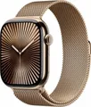 Produktbild: Apple Watch Series 10 GPS + Cellular 46mm Titan gold mit Milanaise-Armband M/L gold