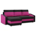 Produktbild: Mebligo - Ecksofa mit Schlaffunktion und Bettkasten Orion, Eckcouch Universelle Seite, Sofa L Form (BxTxH) 231 x 140 x 85 cm, Couch Wohnzimmer, Ecke Sofa, Schwarz + Rosa (Mikro 15 + Mikro 28)