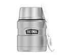 Produktbild: Thermos Stainless King Thermobehälter für Essen Silber 0,47l - Edelstahl, absolut dicht, hält Speisen 9h heiß & 14h kalt, mit klappbarem Löffel, BPA-frei