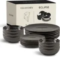 Produktbild: Glavory Geschirr-Set Eclipse - Steingut Geschirr Set - 18-teilig für 6 Personen Teller Set, 6 Personen, spülmaschinenfest und mikrowellengeeignet, Geschenkverpackung