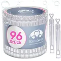 Produktbild: EinsSein Hochzeits-Seifenblasen Herzgläschen Herz | 96 Stück kleine Aufmerksamkeiten für Hochzeiten Taufe Geburtstage | perfekt als Gastgeschenke Dekoration | gebrauchsfertig fleckenfrei