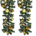 Produktbild: XXL 100 LED Tannengirlande Lichterkette 810cm außen + 60 Christbaumkugeln Gold