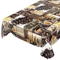 Produktbild: Wachstuchtischdecke abwaschbar Garten Tischdecke Wachstuch Rund Oval Eckig Indoor Outdoor Kaffee Braun 140x140cm