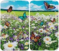 Produktbild: WENKO Herd-Abdeckplatte Universal Modell Sommerwiese, Glas, (Set, 2 tlg), Herdabdeckung für alle Herdarten, kratzfest, mit rutschfesten Füßen