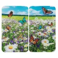 Produktbild: WENKO Herdabdeckplatte Universal Mod. Sommerwiese, höhenverstellbar für alle Herdarten, Schneidebrett und Spritzschutz, Glas, 30 x 52 cm, 2-teilig