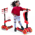 Produktbild: 3-Rad-Roller für Kinder - Steh- und Kreuzfahrt-Kinderspielzeug Tretroller mit Verstellbarer Höhe, Rutschfester Plattform, Blinkenden Radlichtern, für Jungen/Mädchen im Alter von 2-12 Jahren - Hurtle