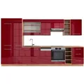 Produktbild: Vicco Fame-Line Küchenzeile Bordeaux Hochglanz/Goldkraft Eiche 355 cm AP Eiche ohne E-Geräte