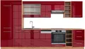 Produktbild: Küchenzeile Vicco Fame-Line Bordeaux Hochglanz/Goldkraft Eiche 355 cm , AP Eiche, Model 49312