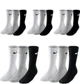 Produktbild: NIKE 15 Paar Herren Damen Socken Set Tennissocken Sportsocken Laufsocken Paket Bundle SX4508 Weiß Schwarz Grau, Sockengröße:34-38, Farbe:weiß grau schwarz