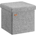 Produktbild: Casaria® Hocker mit Stauraum Grau Faltbar Deckel Leinen- Optik Gepolstert 38x38cm Klein Schlafzimmer Wohnzimmer Flur Sitzhocker Fußhocker Polsterhocker