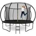 Produktbild: Großes Gartentrampolin 366 cm mit Leiter und Sicherheitsnetz für Kinder - Schwarz