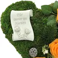 Produktbild: Grabgesteck Grabschmuck Grab Gesteck - Für immer im Herzen - 30cm Rosen orange