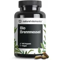Produktbild: natural elements Bio Brennnessel – 180 Kapseln – 10:1 Brennnesselblattextrakt – vegan, hochdosiert, ohne unnötige Zusätze – in Deutschland produziert & laborgeprüft