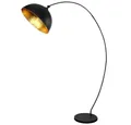 Produktbild: GLOBO LIGHTING LED Bogenlampe, Leuchtmittel nicht inklusive, Bogen Steh Leuchte schwarz matt Blatt Gold Design Wohn Zimmer
