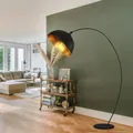 Produktbild: Design Steh Lampe Blatt Gold Bogen Stand Leuchte Strahler drehbar schwarz matt