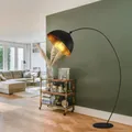 Produktbild: Bogen Steh Leuchte schwarz matt Blatt Gold Design Stand Strahler Lampe beweglich