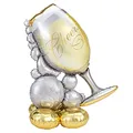 Produktbild: Amscan 4246811 - Folienballon Sektglas, Größe ca. 130 cm, Silber-Gold, mehrteiliger AirLoonz-Ballon, sprudelnder Champagner, Cheers, Weinglas, Geschenk, Dekoration, Geburtstag, Silvester