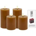 Produktbild: Candela Lights LED Kerzen 4er Set Winter glatt Echtwachs inklusive Fernbedienung und 8 Batterien Timer Funktion & mehrstufig dimmbar flammenlos Echtwachskerzen Stumpenkerzen