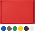 Produktbild: Muvell stabiles Schneidebrett Kunststoff | Rot, 35x25x2 cm | Spülmaschinenfest, EXTRA dick, messerschonend | Farben & Größen auswählbar | HACCP rohes Fleisch Küchenbrett | Schneidbrett mit Saftrille