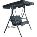 Produktbild: BIXENTE 2-Sitzer Garten Hollywoodschaukel - Ergonomisches Design, stabile Metallkonstruktion, verstellbares Dach, praktischer Sonnenschutz (Anthrazit)