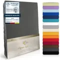 Produktbild: MOON Heimtextilien Spannbettlaken MOON-Luxury Spannbettlaken Jersey Stretch 230g/m2, 97% Mako-Baumwolle 3% Elastan schwarz 120 cm x 200 cm