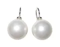 Produktbild: Mugello Perlenohrringe Diana groß weiß Sterlingsilber Muschelkern klassisch elegant, Perlenschmuck für Frauen, Bügel 925-er Sterlingsilber