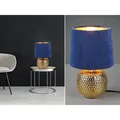 Produktbild: Meinewunschleuchte - led Tischleuchte Blau/Gold Keramikfuß Samtschirm, Höhe 26cm