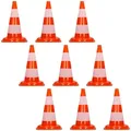 Produktbild: ECD Germany 9x Verkehrskegel 47 cm Orange-Weiß 2 Reflektoren Stapelbar Flexibel Warnkegel Leitkegel Verkehrshütchen